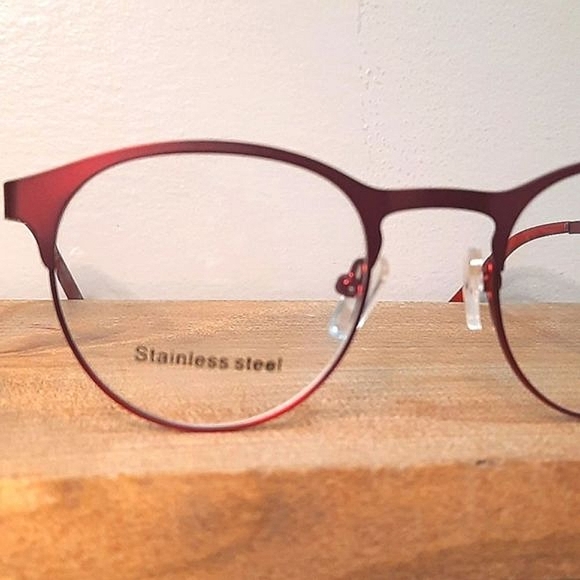 NEW prescription-ready Eyeglass Frame burgundy/red STAINLESS STEEL youth glasses - Picture 2 of 6
